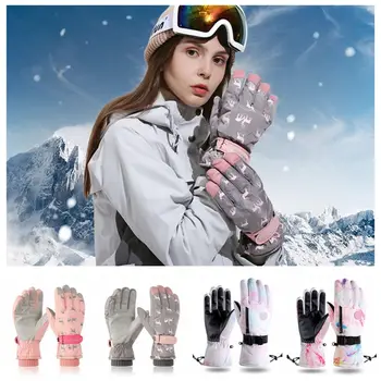 Плюс кадифе ски ръкавици с утолщением, ветроупорен непромокаеми ръкавици със сензорен екран, нескользящие Дишащи топли зимни ръкавици